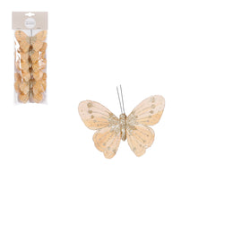 Butterflies - Clip On - Gold - 6Pk