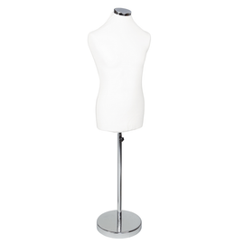Display Bust - Male - Cream Cover - With Chrome Stand