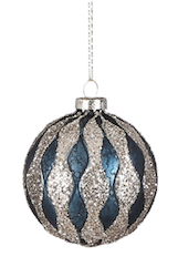 Glass Bauble - Navy/Gold - 8cm