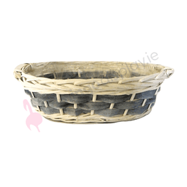 Hamper Basket - Round - White/Grey