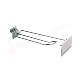 Slatwall Euro Hook with Over Arm / with Tag - 200mm