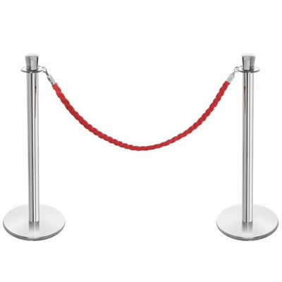 Queue Barrier Set - Chrome - Red Rope