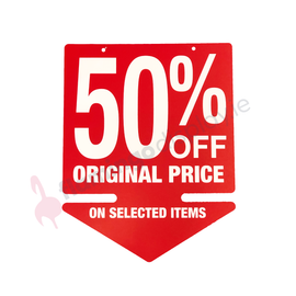 Sign - "50% Off" - Arrow - 483mm x 610mm