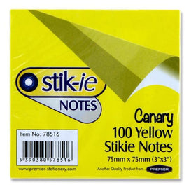 Stik-ie Notes - Yellow - 75mm x 75mm